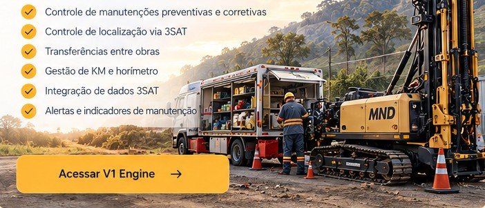 Caminhão-oficina e perfuratriz MND em cenário de manutenção